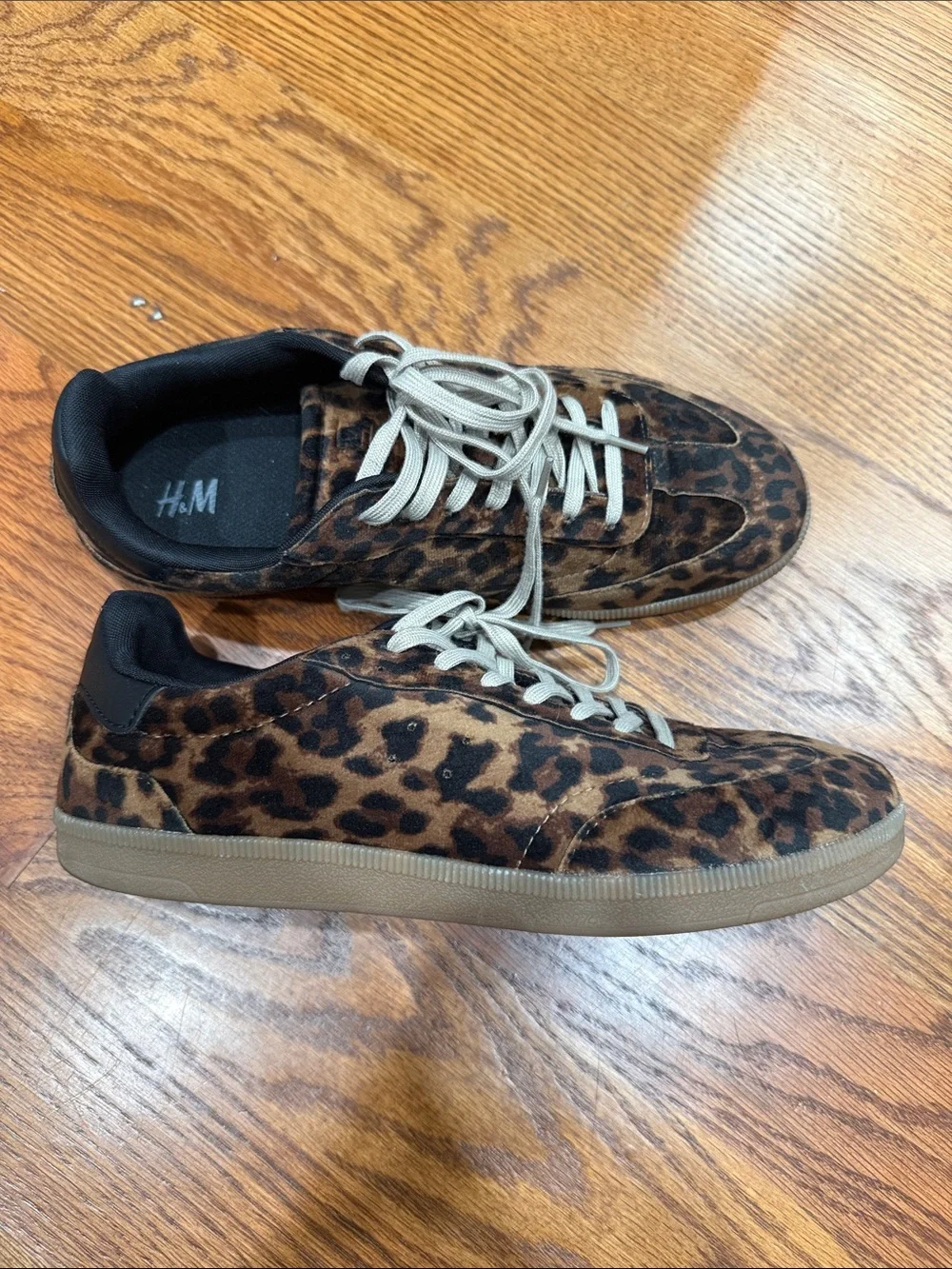 H&M Leopard Print Women's Sneakers in Brown with Cream Laces
